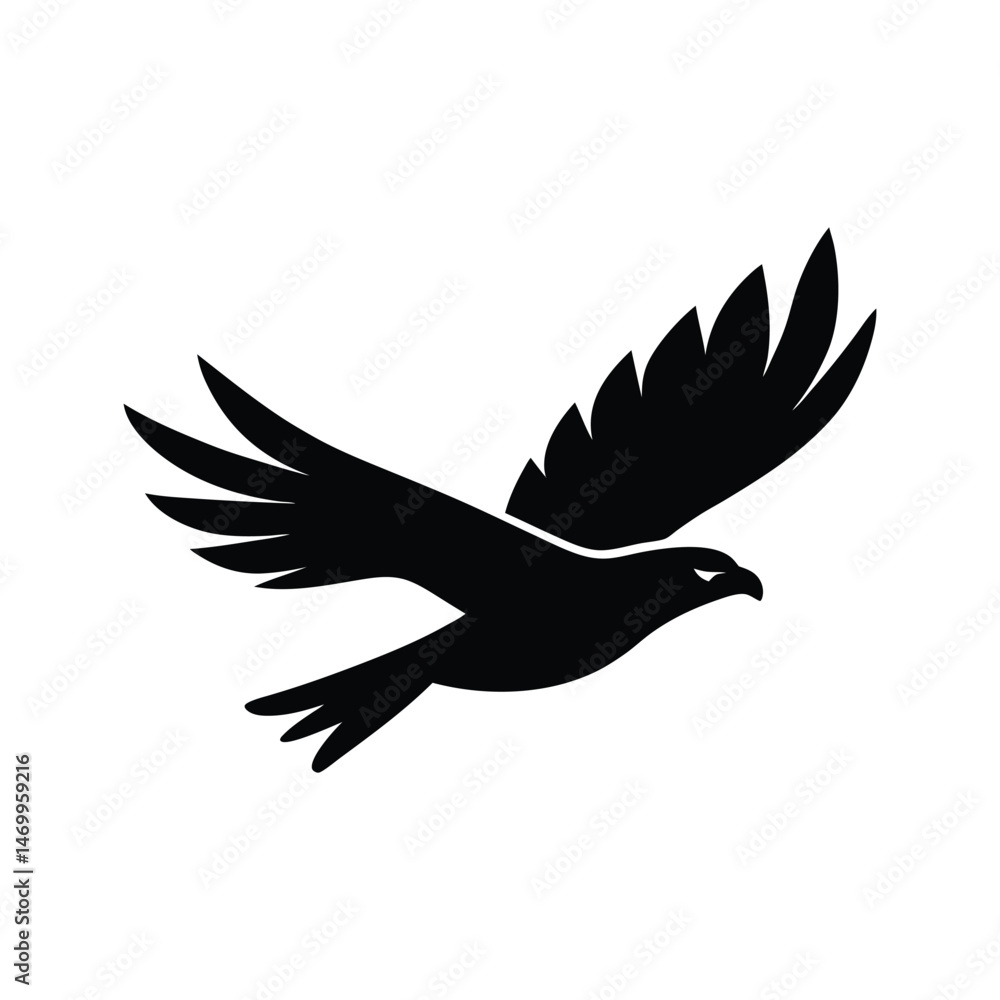 Fototapeta premium Diving Hawk Wildlife Vector Silhouette