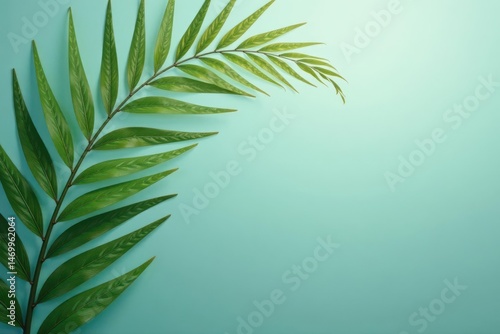 Delicate pastel green and lavender palm fronds, elegant design, graphic, soft, art