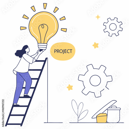 Reaching new heights idea conception and project development illustration