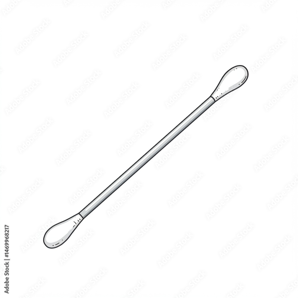 Double-Headed Cotton Swab on White Background Double-Headed Cotton Swab on White Background