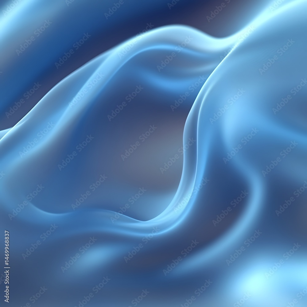 Obraz premium Abstract flowing blue fabric design. A smooth, light blue fabric drapes in elegant folds and curves, creating a soft, ethereal visual effect