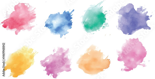 Colorful watercolor brush strokes vector. set of paint splatter illustration.