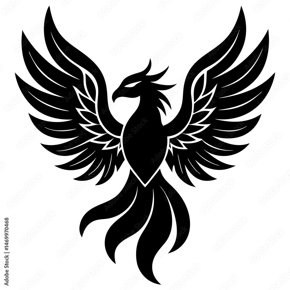 Obraz premium phoenix bird vector icon white background