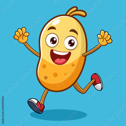 Happy Running Mango Cartoon Character Illustration