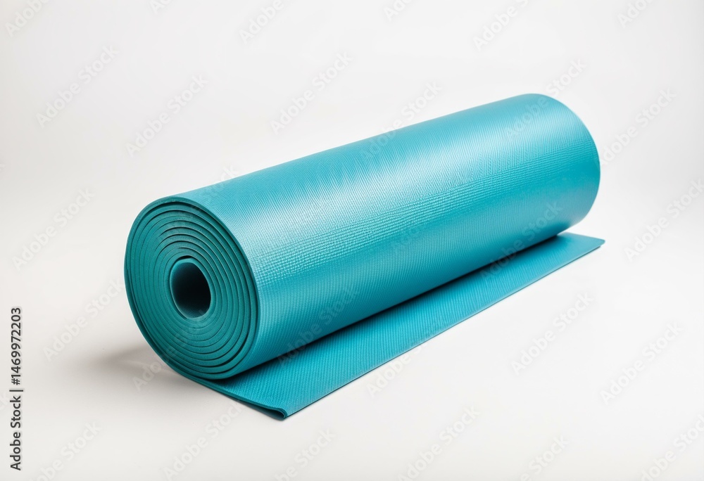 A rolled up yoga mat on a white background. A rolled up yoga mat on a white background.