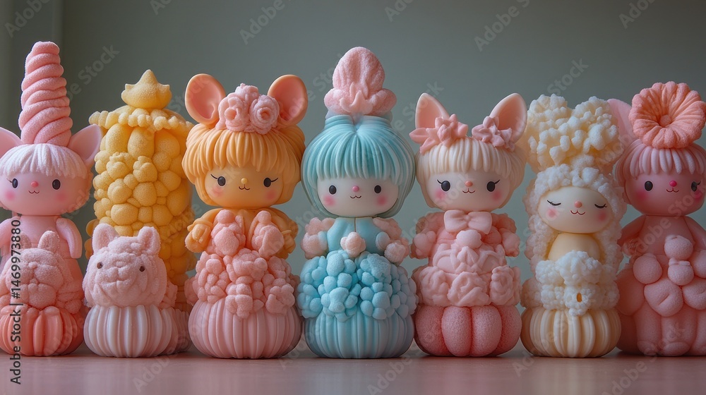 Fototapeta premium Pastel-colored miniature figurines, charming and whimsical