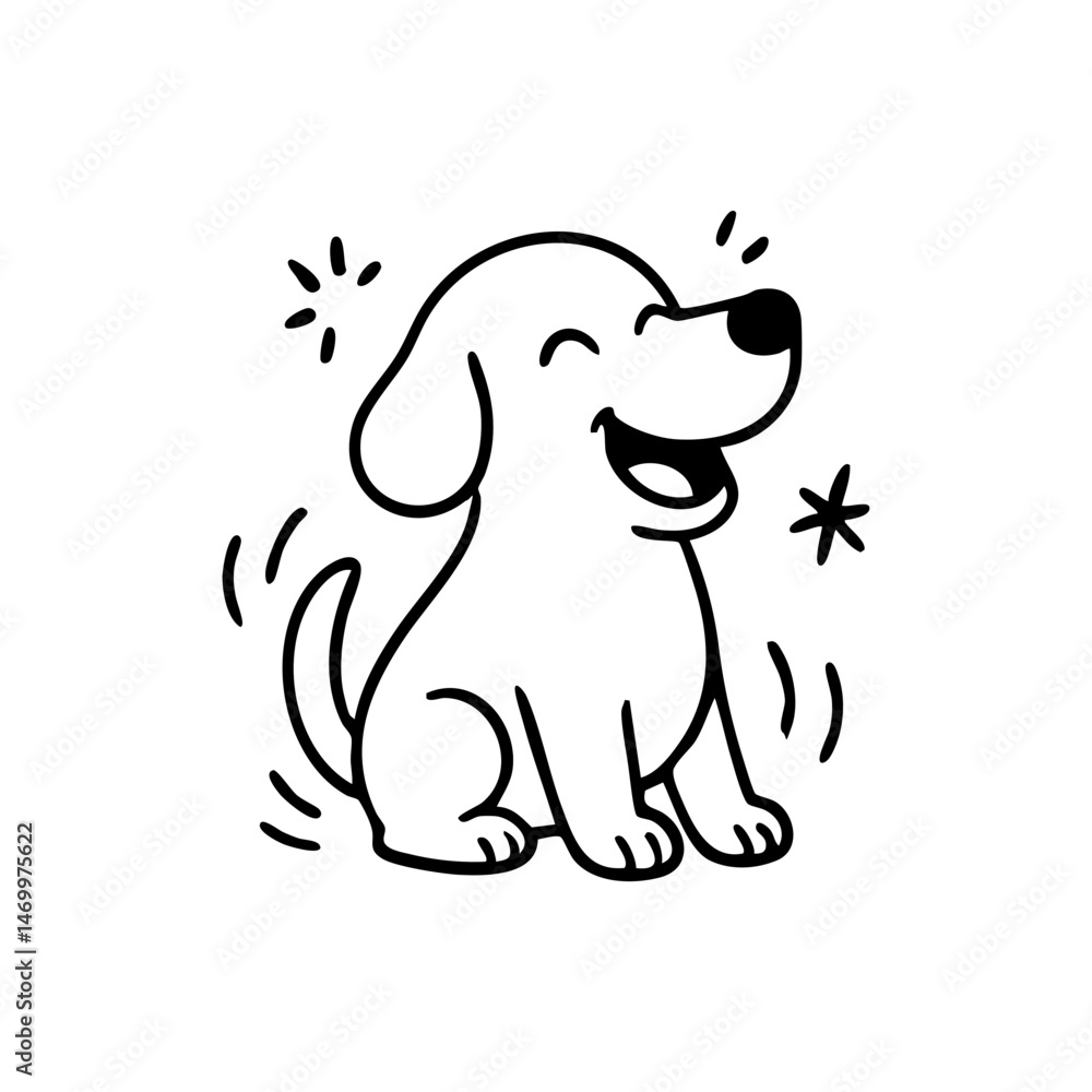 Fototapeta premium A dog with floppy ears and an open-mouthed smile, in a lighthearted pose.