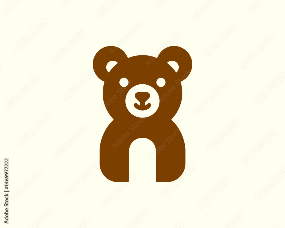 Obraz premium Bear logo icon in classic brown tone perfect for branding