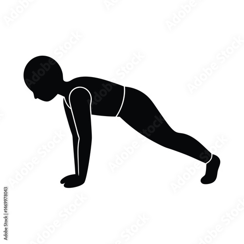 Push Up Fitness Form Vector Silhouette