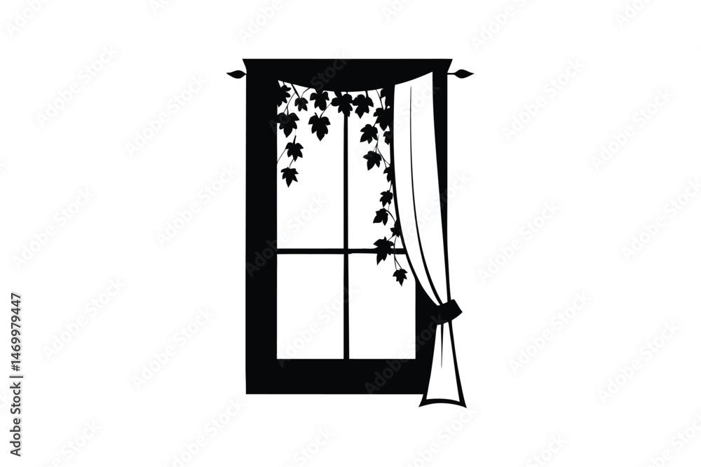 Naklejka premium Set of Window silhouette vector, Window vector