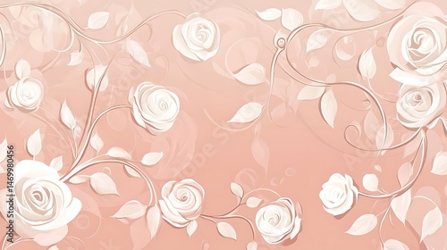 Peach Floral Wallpaper Roses.