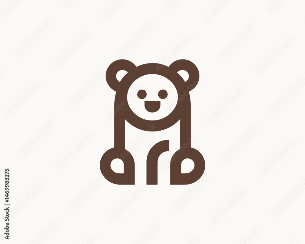 Fototapeta premium Bear logo icon in minimalist brown design