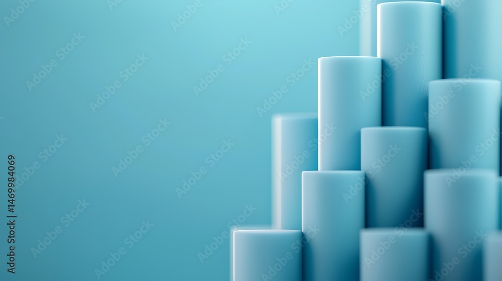 Abstract 3D Geometric Illustration of Blue Cylinders Abstract 3D Geometric Illustration of Blue Cylinders