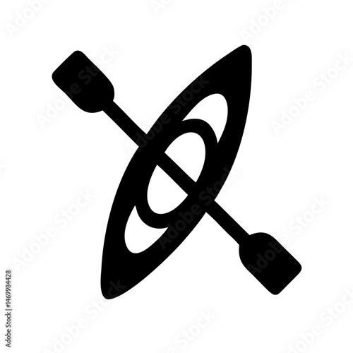 Canoe with Paddle Watercraft Icon Design