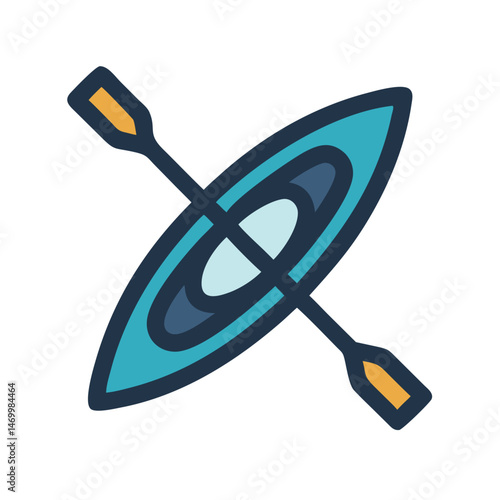 Canoe with Paddle Watercraft Icon Design