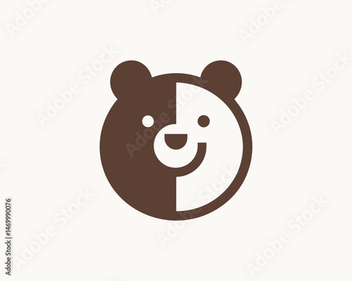 Bear logo in minimalist style with dark brown color