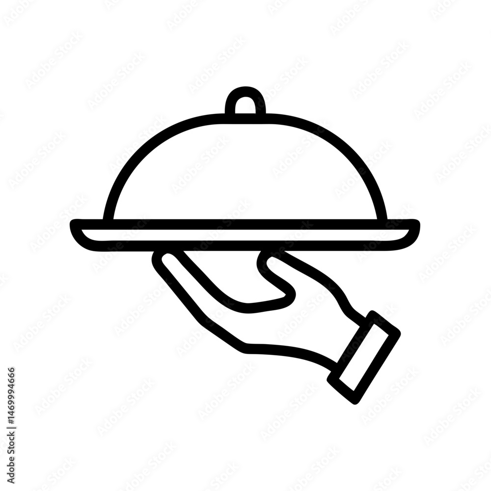Fototapeta premium Hand Holding Tray Outline – Hospitality and Serving Gesture Vector