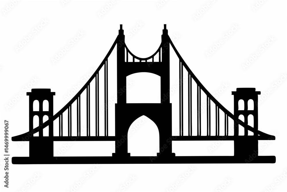 Obraz premium golden gate silhouette vector