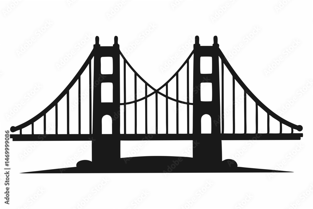 Obraz premium golden gate silhouette vector