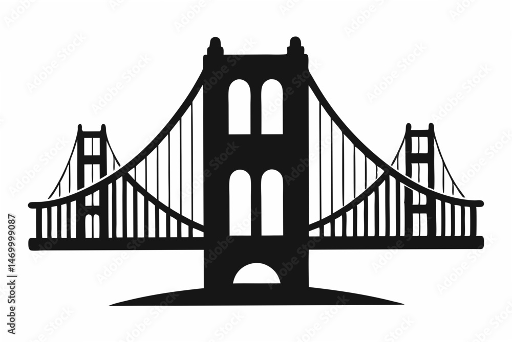 Obraz premium golden gate silhouette vector