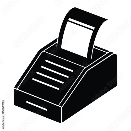 Taxi driver element isolated taxi fare receipt printer on white background