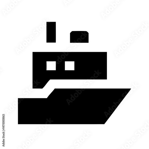  Cargo Ship Silhouette Vector , Bold Black Solid Icon