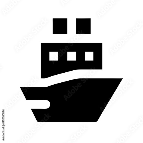  Cargo Ship Silhouette Vector , Bold Black Solid Icon