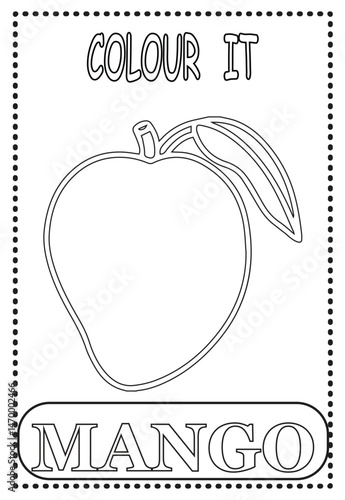 Coloring page for kids learning Mango