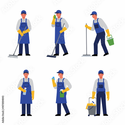 Professional Cleaning Services: An illustrative collage highlighting the meticulous work of skilled individuals in a spectrum of cleaning-related actions.