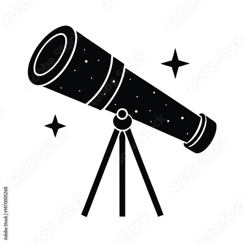 Telescope Stargazing Vector Silhouette