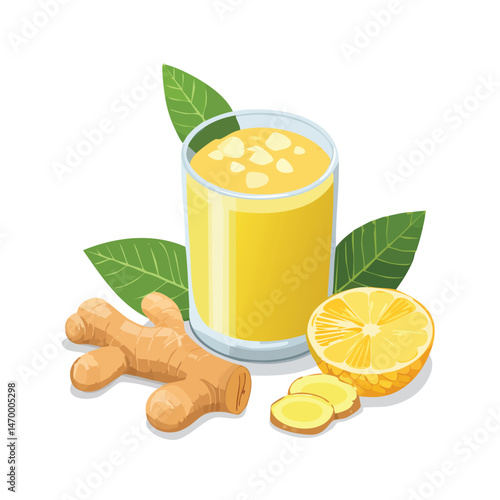 Pineapple-Ginger Juice Vector Illustration with Flat Design, Clean Line Art, and Modern Minimalist AestheticArt.