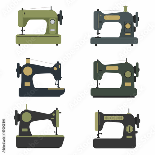 Sewing Machines Collection: A compilation of classic sewing machines, showcasing the timeless design and functionality of the iconic tools used in textile crafting and garment creation.