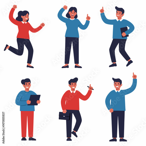 Confident Individuals: A collection of diverse individuals exuding confidence and positivity, each in a distinct pose that speaks volumes about their attitude and readiness to engage.