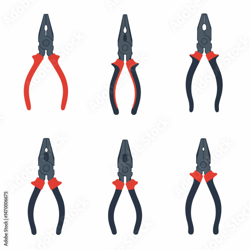 Plier Collection: A curated collection of pliers, expertly arranged to showcase their robust design and versatile functionality. Ideal for illustrating mechanical processes and the tools of the trade.