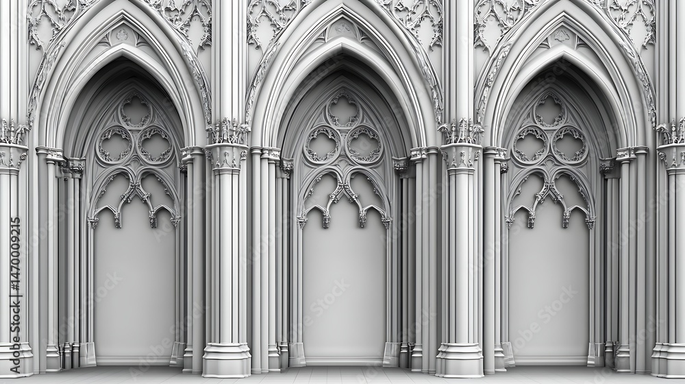 Naklejka premium Architectural composition featuring arches and decorative elements