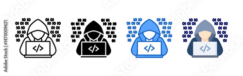 Hacker icon set bundle. Multi style icon collection perfect for websites, apps, and presentations. Simple vector icon collection
