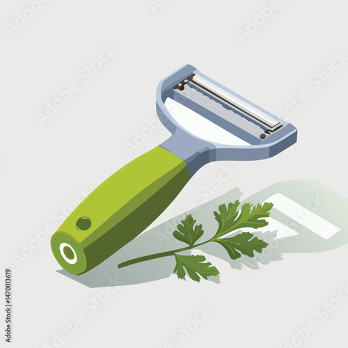 Vegetable peeler Vector Illustration with Flat Design, Clean Line Art, and Modern Minimalist AestheticArt.