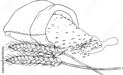 hand drawn wheat sack