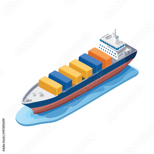 Cargo ship Vector Illustration with Flat Design, Clean Line Art, and Modern Minimalist AestheticArt.