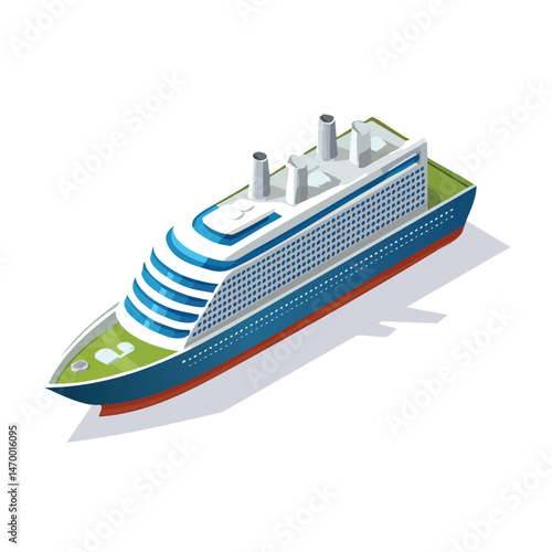 Cruise ship Vector Illustration with Flat Design, Clean Line Art, and Modern Minimalist AestheticArt.