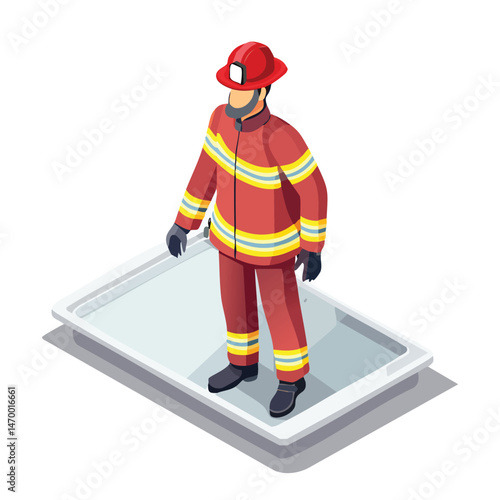 Firefighter Vector Illustration with Flat Design, Clean Line Art, and Modern Minimalist AestheticArt.