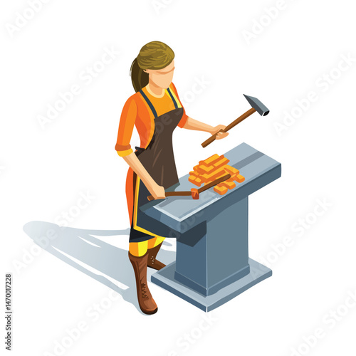 Blacksmith Vector Illustration with Flat Design, Clean Line Art, and Modern Minimalist AestheticArt.