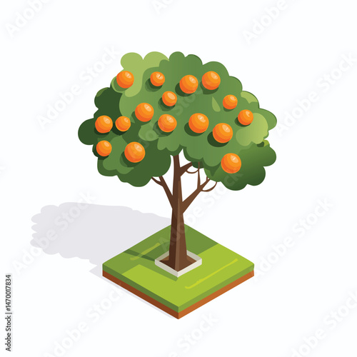 Orange Tree Vector Illustration with Flat Design, Clean Line Art, and Modern Minimalist AestheticArt.