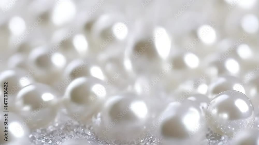 Many beautiful pearls lying on a sparkling surface create a luxurious, elegant background Many beautiful pearls lying on a sparkling surface create a luxurious, elegant background