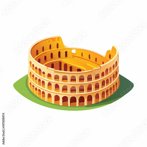 Colosseum, Rome, Italy Vector Illustration with Flat Design, Clean Line Art, and Modern Minimalist AestheticArt.