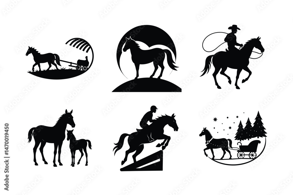 Fototapeta premium Graceful Horse Silhouettes Collection