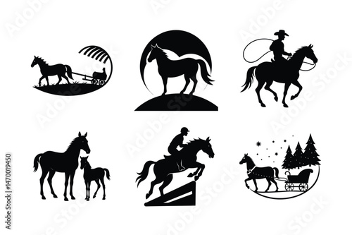 Graceful Horse Silhouettes Collection