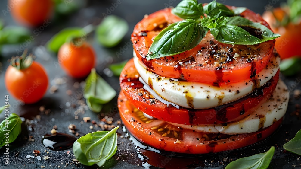 Stacked Caprese Salad with Balsamic Glaze