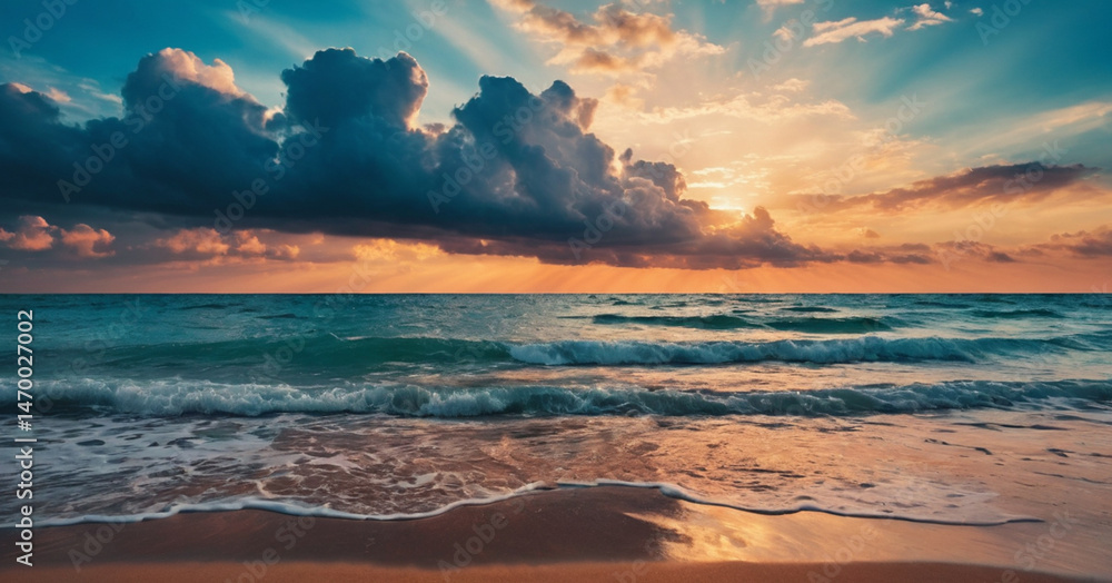Fototapeta premium beautiful sunset and beatch 