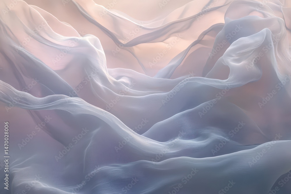 Fototapeta premium Delicate, flowing fabrics in pastel hues, a soft, ethereal design.